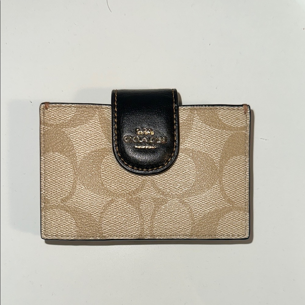 Coach Tan and Black Card Holder brand new